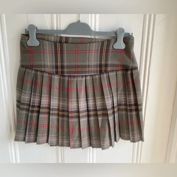 Aqua Cutest Plaid Tartan Pleated Mini Wrap Skirt Sz M - Picture 11 of 14
